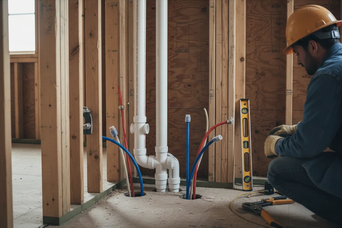 Drain and supply rough-in during Leak Detection in Ohlman